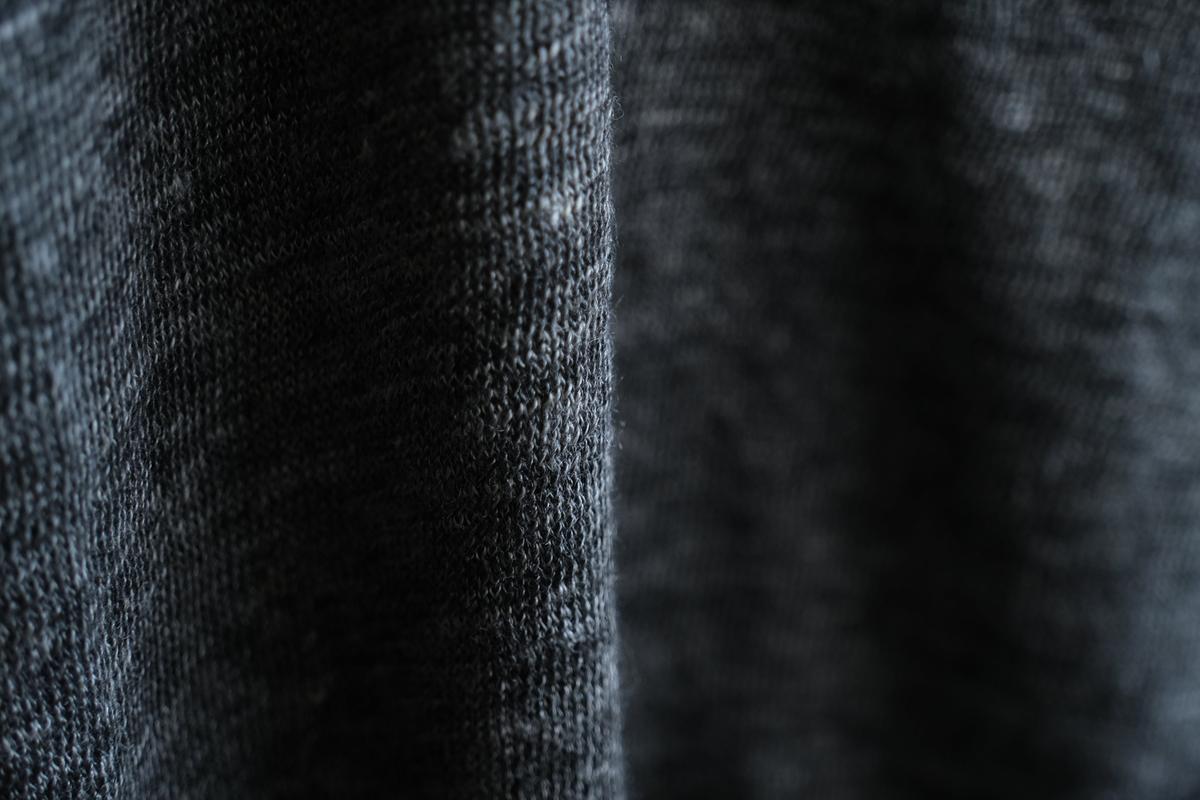 リネンニット 長袖二重プルオーバー｜メンズ｜チャコール