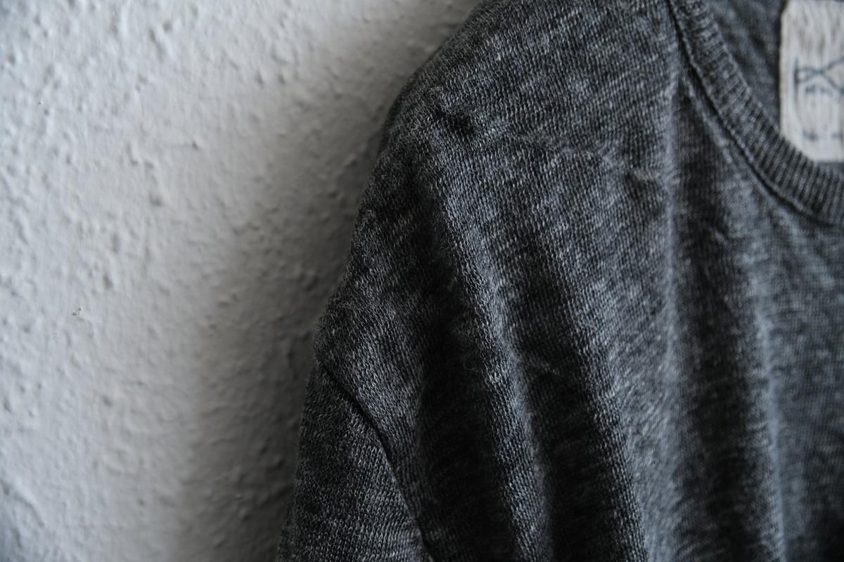 リネンニット 長袖二重プルオーバー｜メンズ｜チャコール