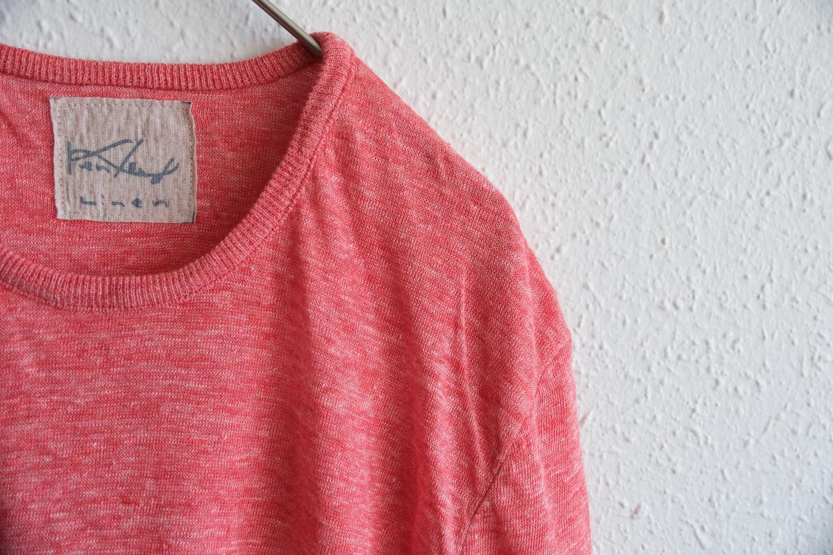 リネンニット 長袖二重プルオーバー｜メンズ｜レッド