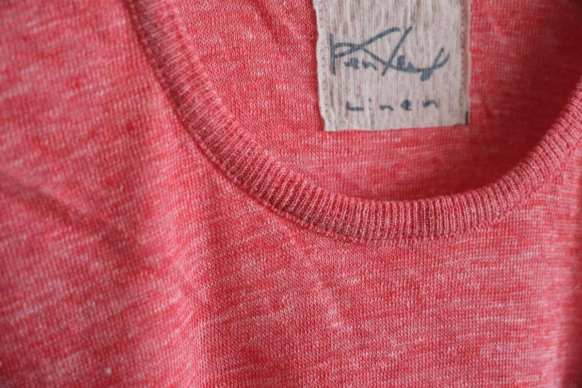 リネンニット 長袖二重プルオーバー｜メンズ｜レッド