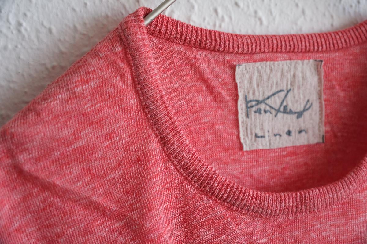 リネンニット 長袖二重プルオーバー｜メンズ｜レッド