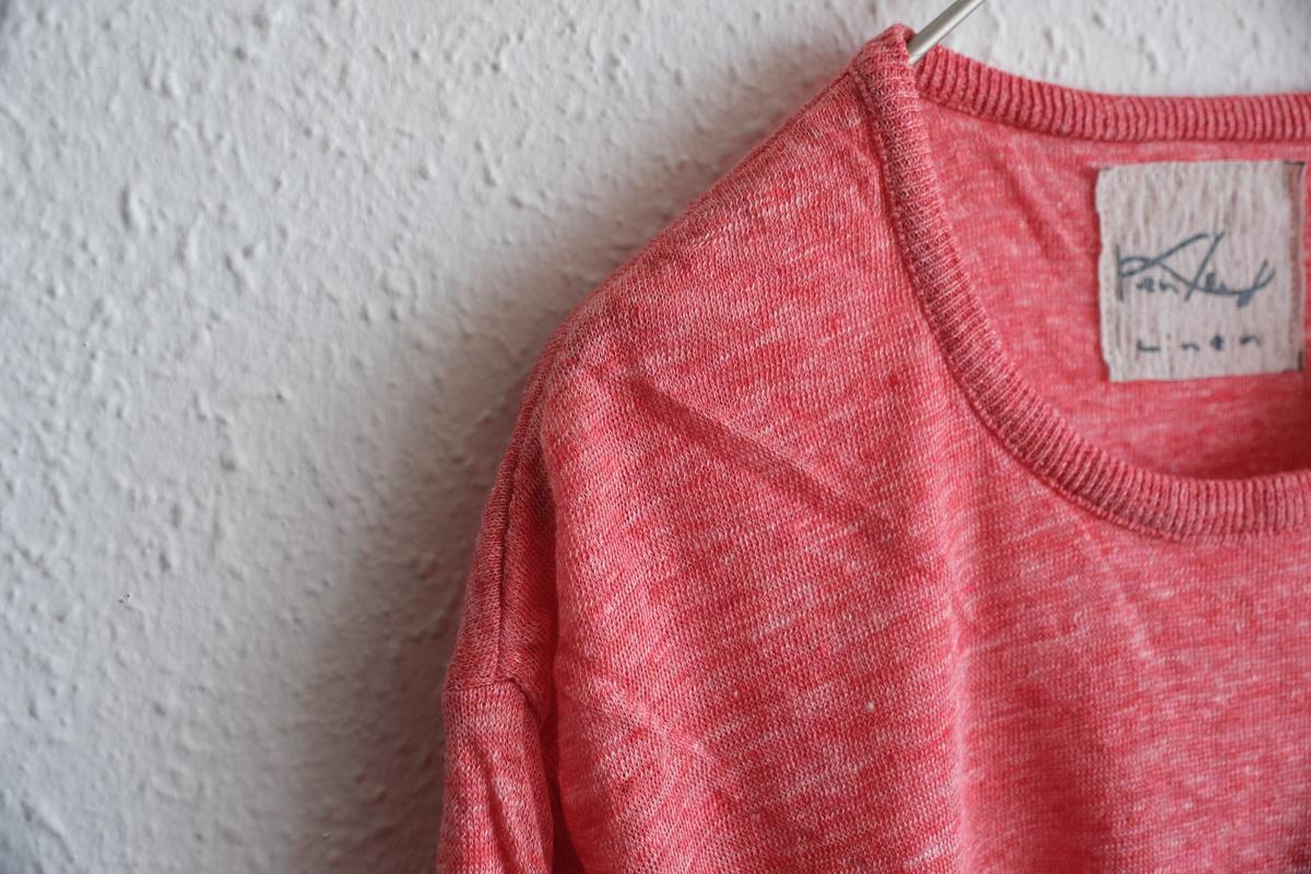 リネンニット 長袖二重プルオーバー｜メンズ｜レッド