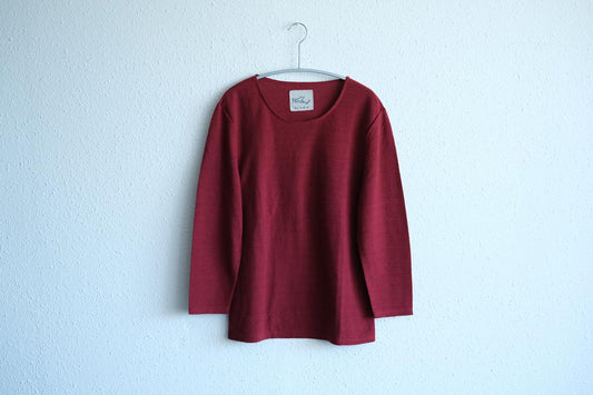 リネンコットンアンダーウェア7分袖|レディース|エンジ