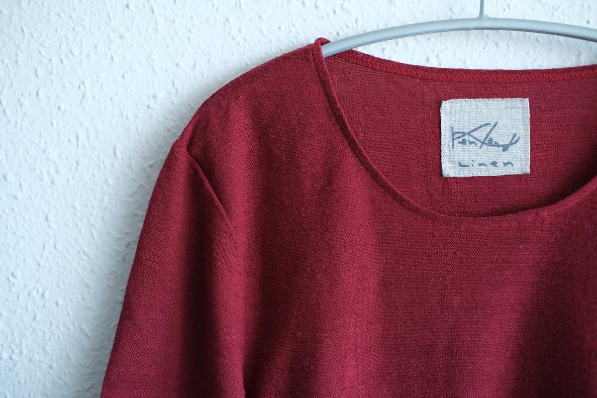 リネンコットンアンダーウェア7分袖｜レディース｜エンジ