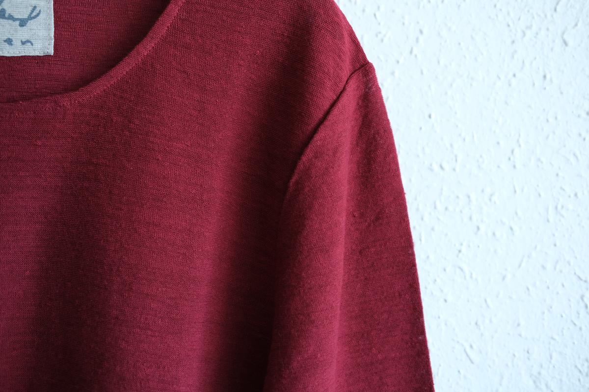 リネンコットンアンダーウェア7分袖｜レディース｜エンジ