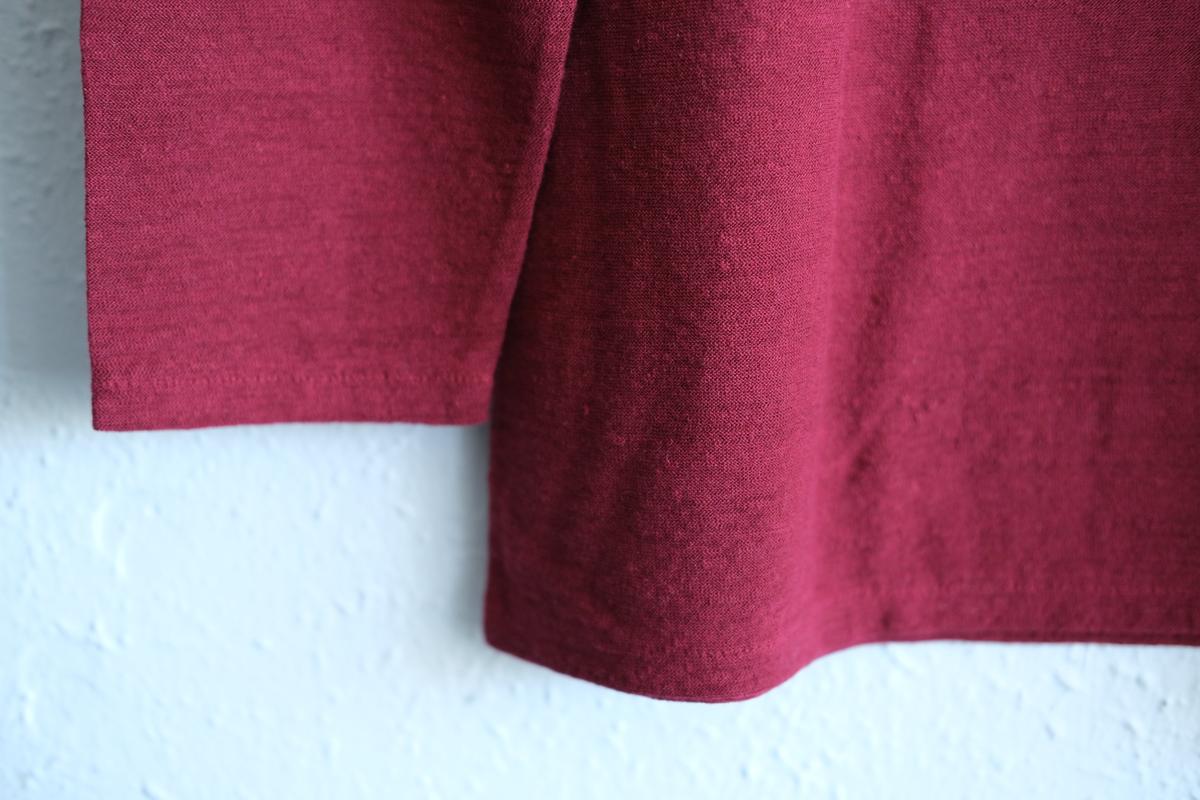 リネンコットンアンダーウェア7分袖｜レディース｜エンジ