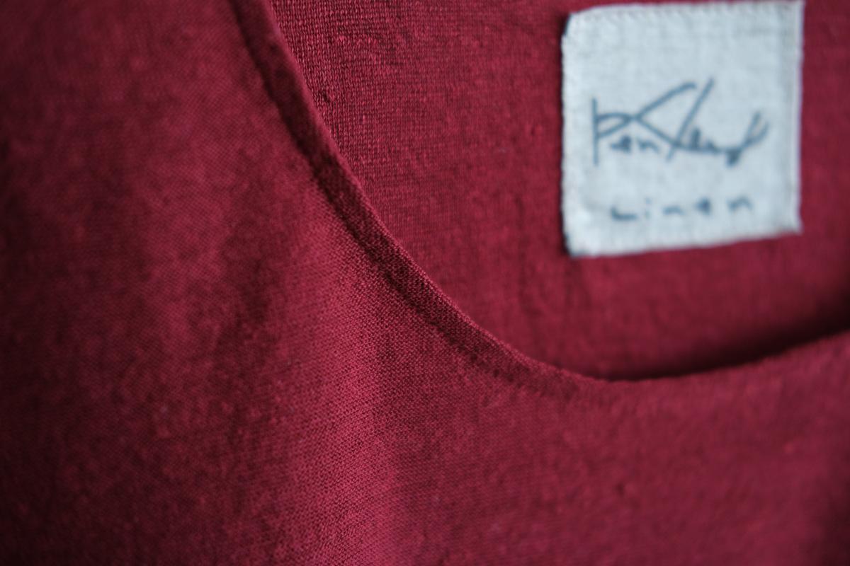 リネンコットンアンダーウェア7分袖｜レディース｜エンジ