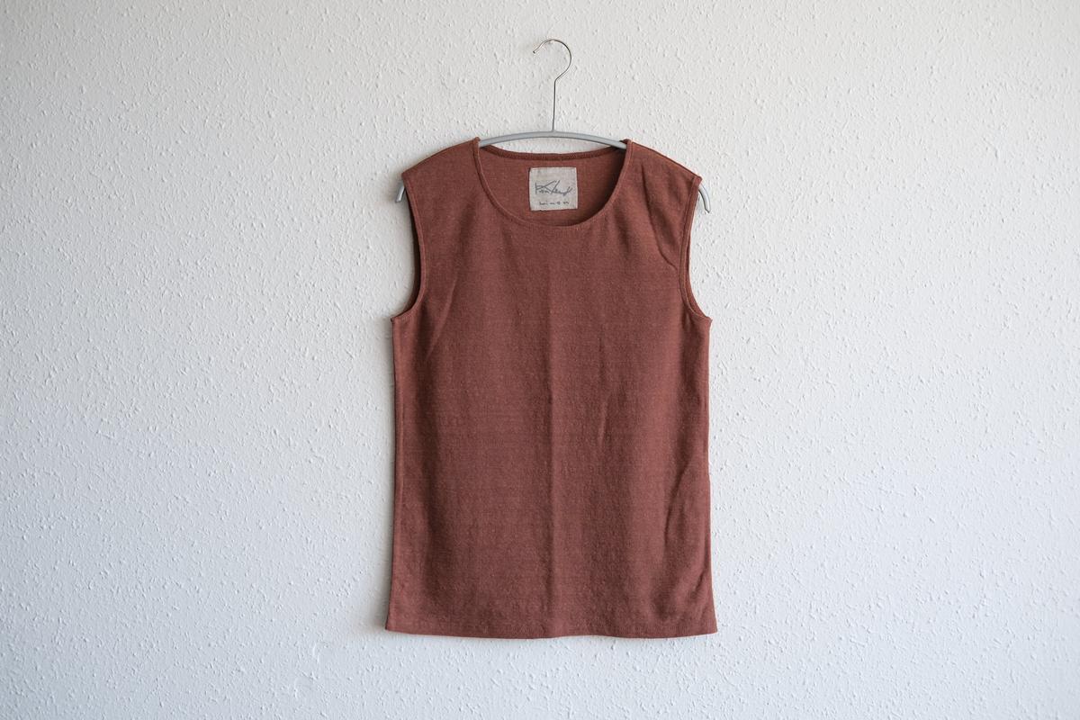 リネンコットンアンダーウェア ノースリーブ｜レディース｜ミルクティー