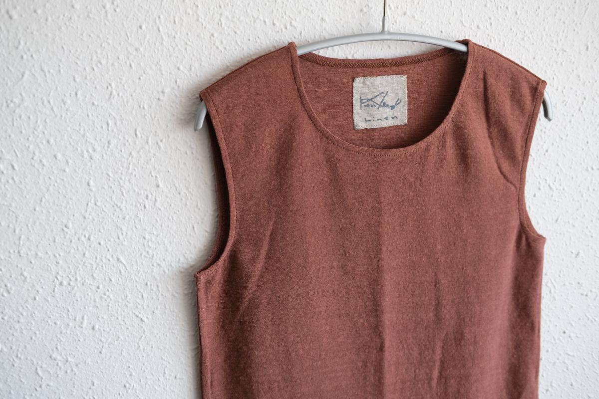 リネンコットンアンダーウェア ノースリーブ｜レディース｜ミルクティー