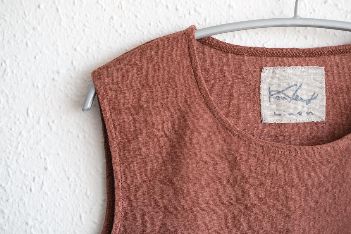 リネンコットンアンダーウェア ノースリーブ｜レディース｜ミルクティー