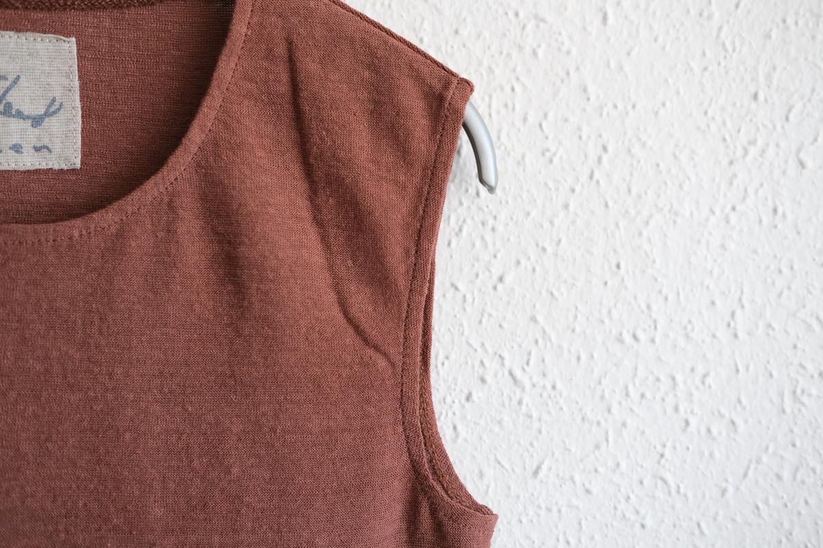 リネンコットンアンダーウェア ノースリーブ｜レディース｜ミルクティー