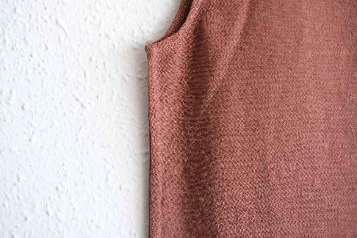 リネンコットンアンダーウェア ノースリーブ｜レディース｜ミルクティー