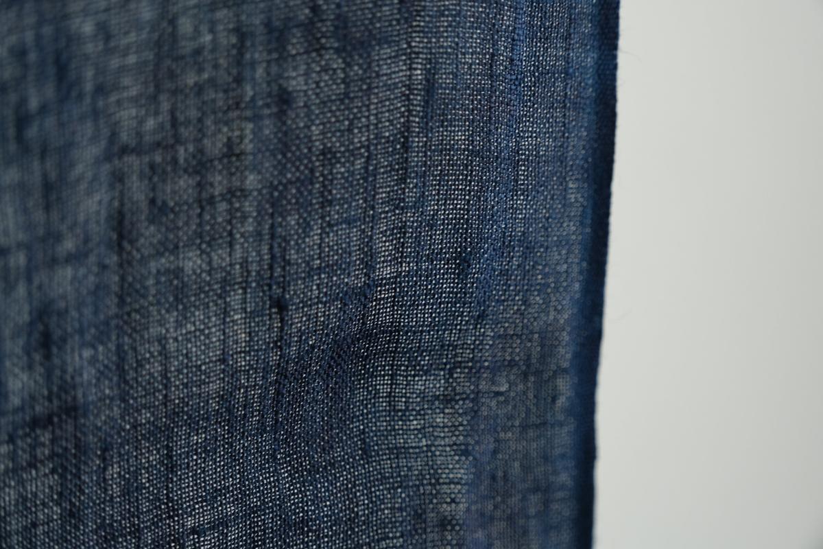 本藍染め麻風呂敷 大（無地） オーガニックリネン・シャトル織機