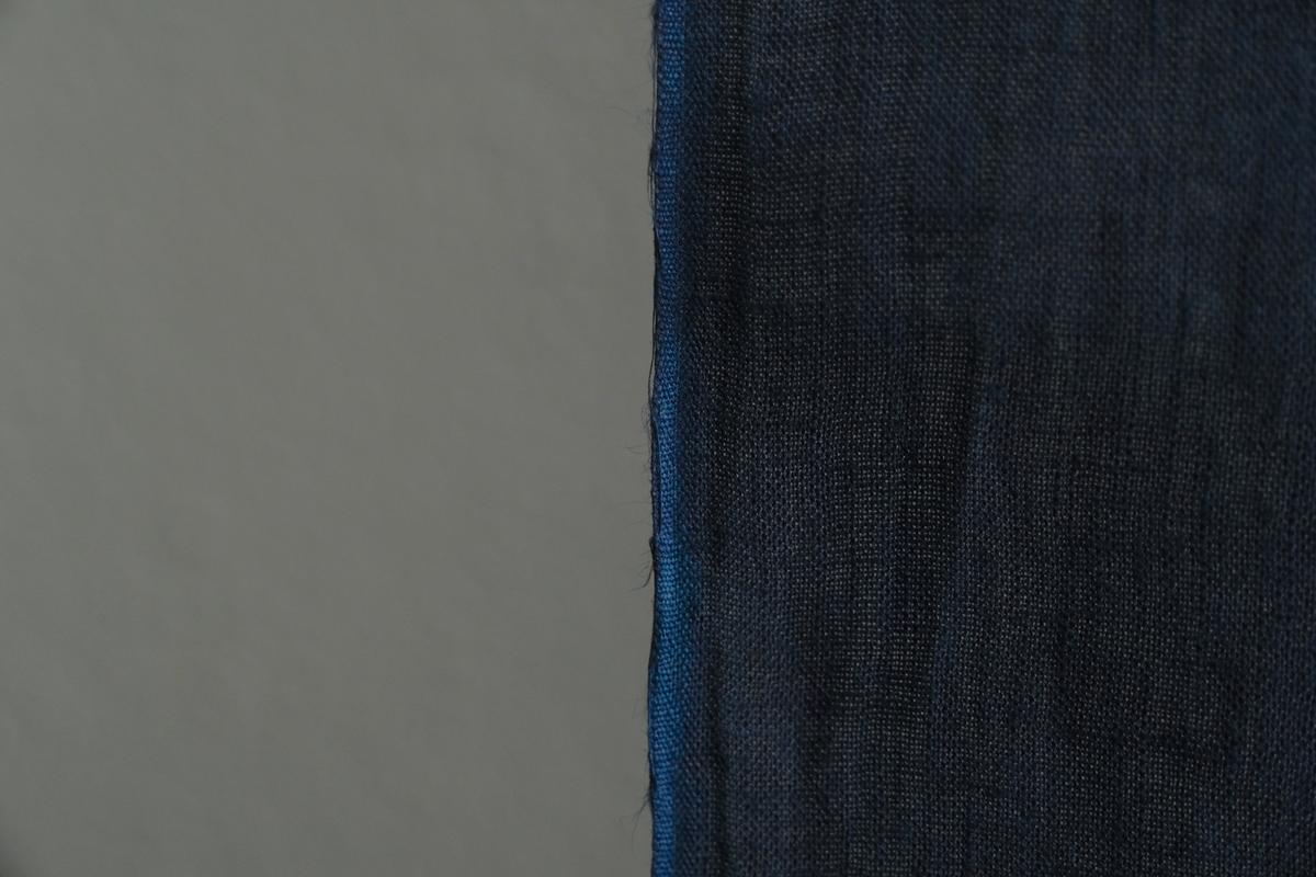 本藍染め麻風呂敷 大（無地） オーガニックリネン・シャトル織機