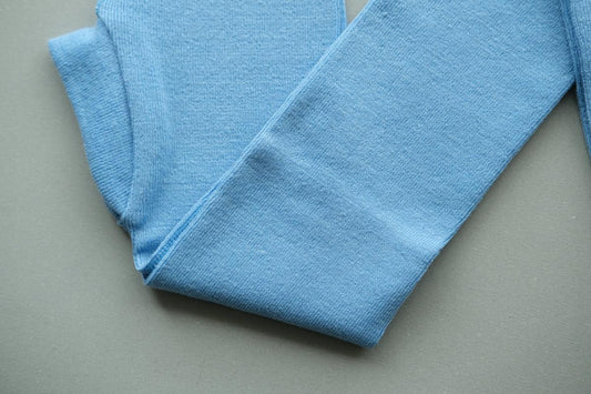 リネンニットレギンス マチ付き｜サックス｜2 size