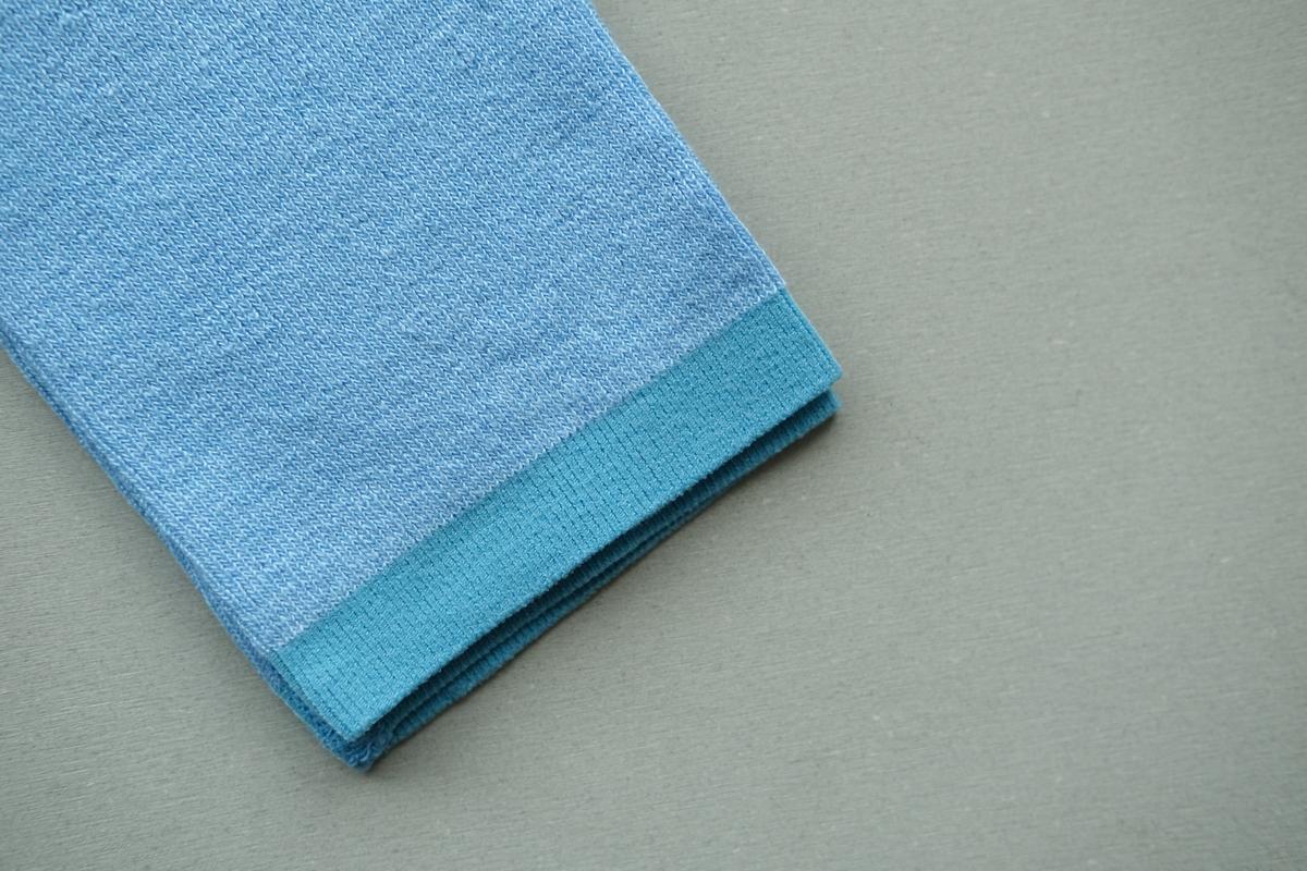 リネンニットレギンス マチ付き｜サックス｜2 size