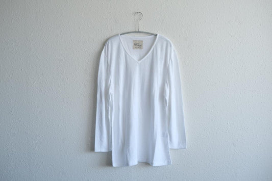 リネンコットンアンダーウェア 9分袖|メンズ|白