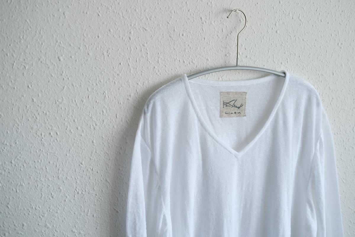 リネンコットンアンダーウェア 9分袖｜メンズ｜白