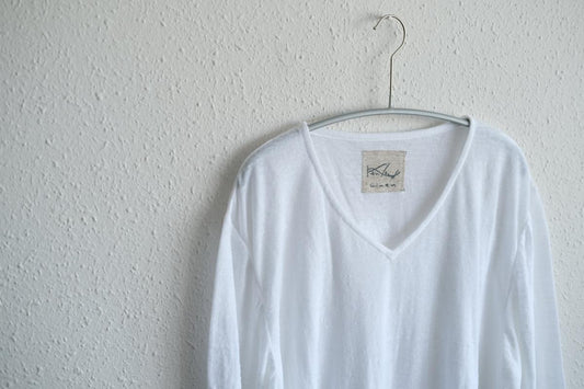 リネンコットンアンダーウェア 9分袖｜メンズ｜白