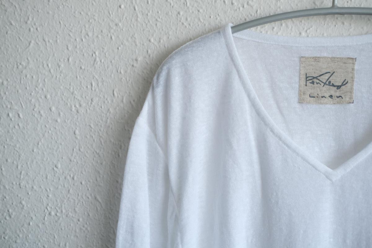 リネンコットンアンダーウェア 9分袖｜メンズ｜白