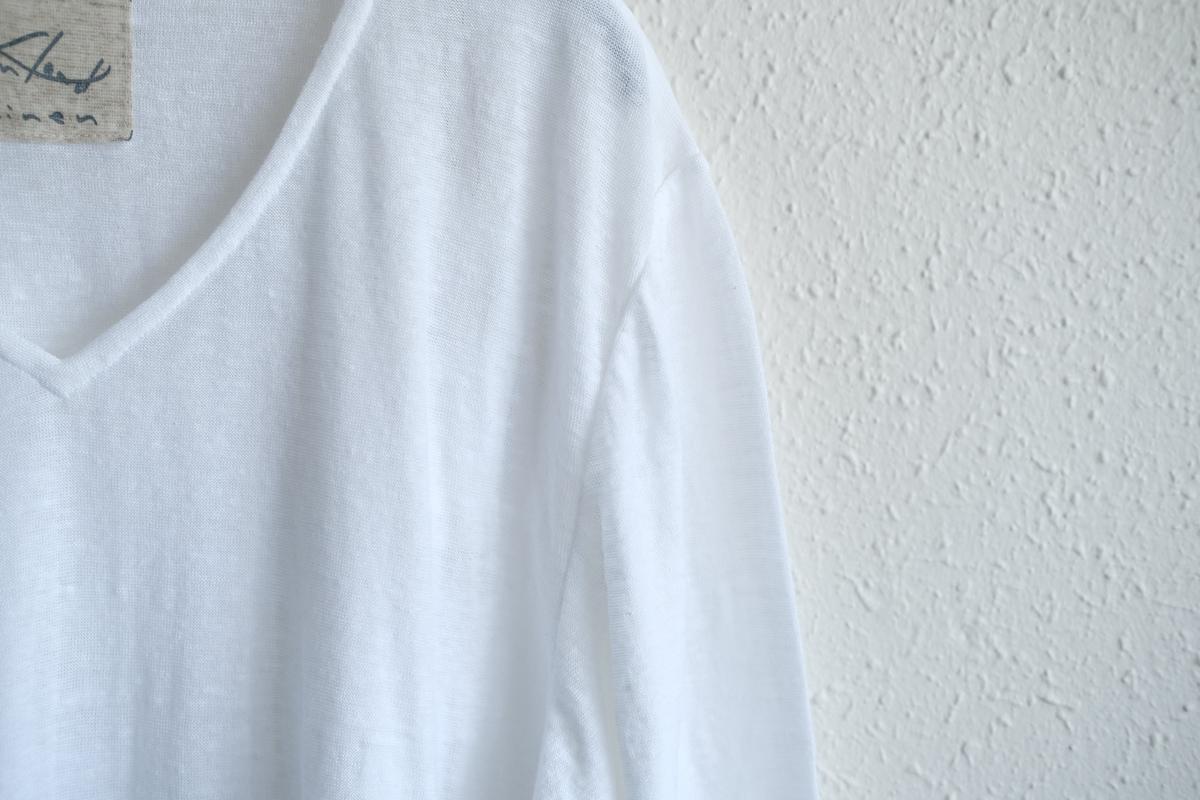 リネンコットンアンダーウェア 9分袖｜メンズ｜白