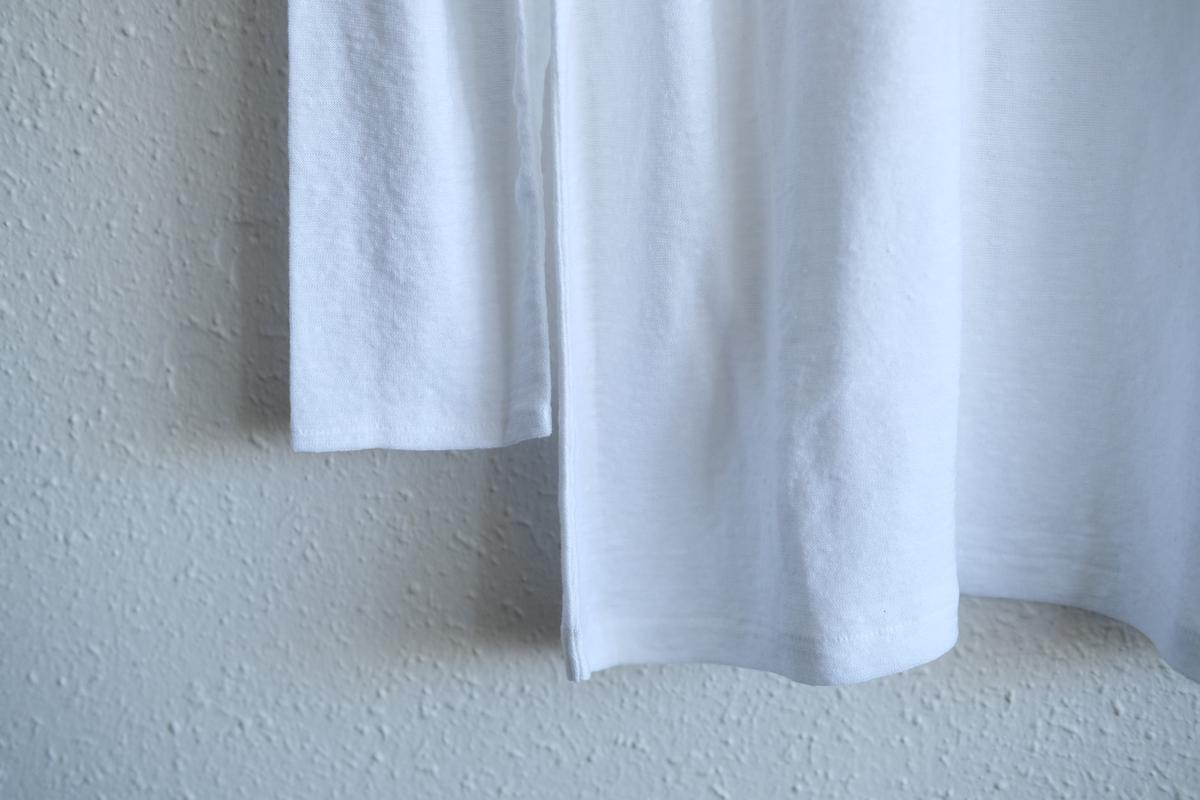 リネンコットンアンダーウェア 9分袖｜メンズ｜白