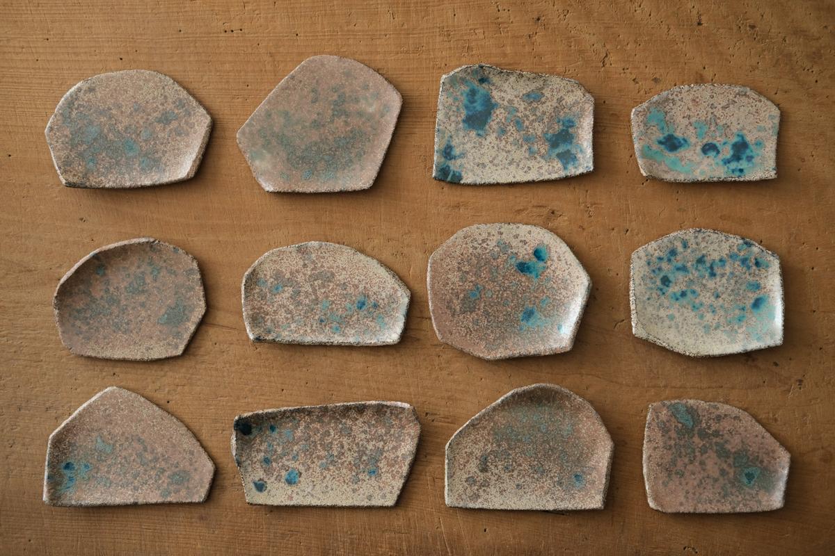 かけら皿 角 茶青