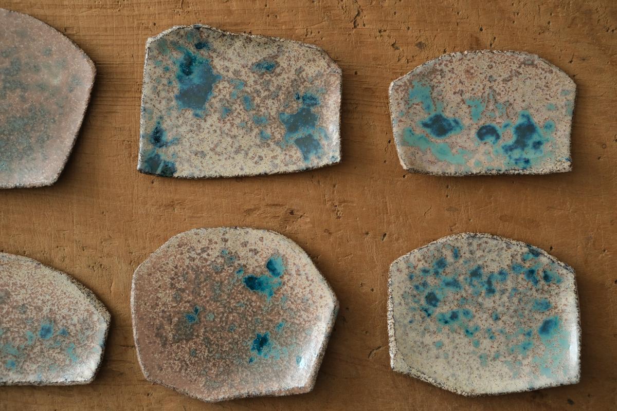 かけら皿 角 茶青