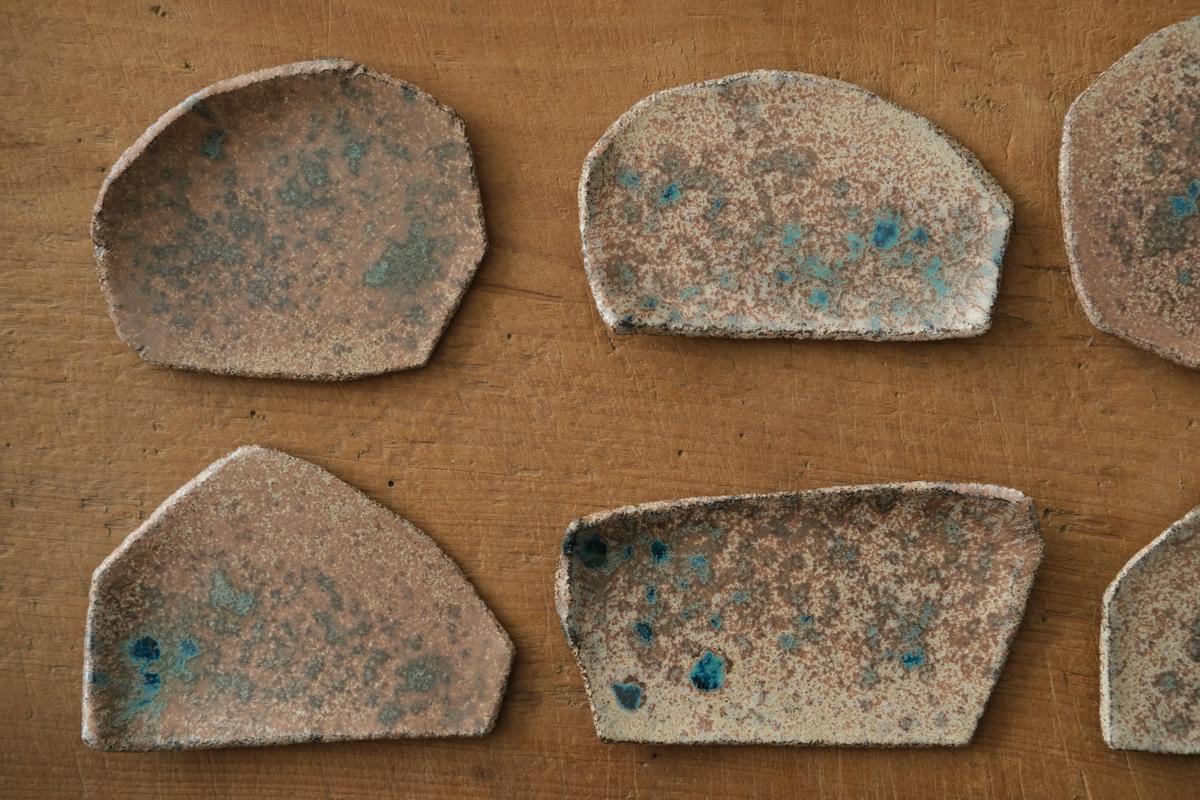 かけら皿 角 茶青