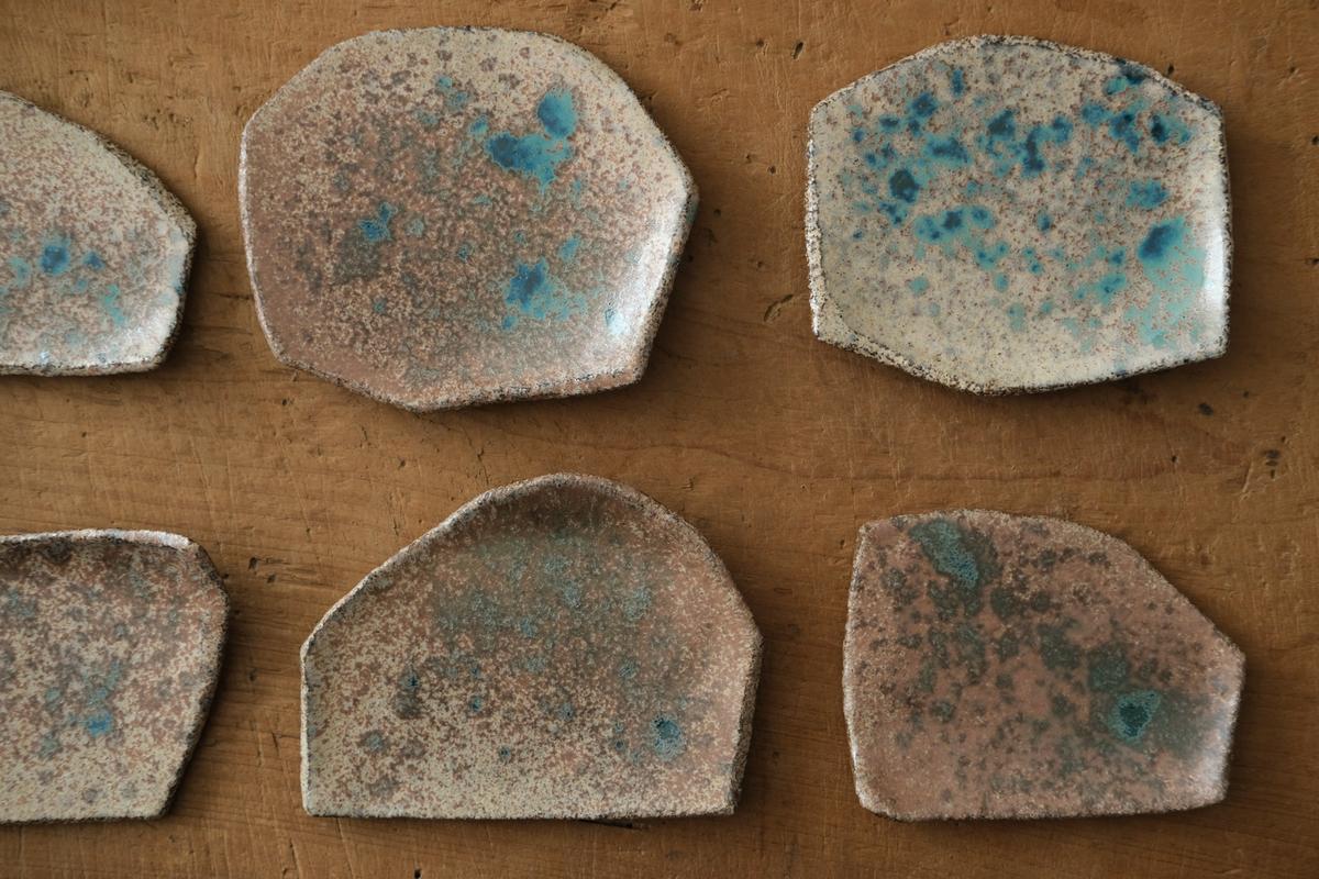 かけら皿 角 茶青