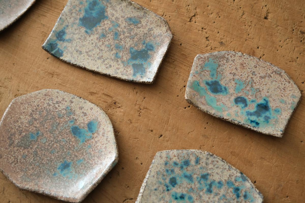 かけら皿 角 茶青