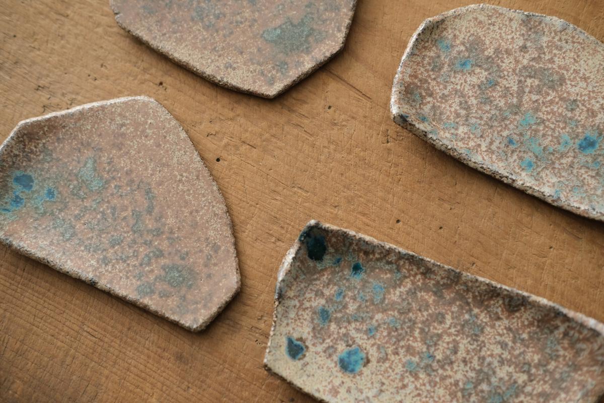 かけら皿 角 茶青