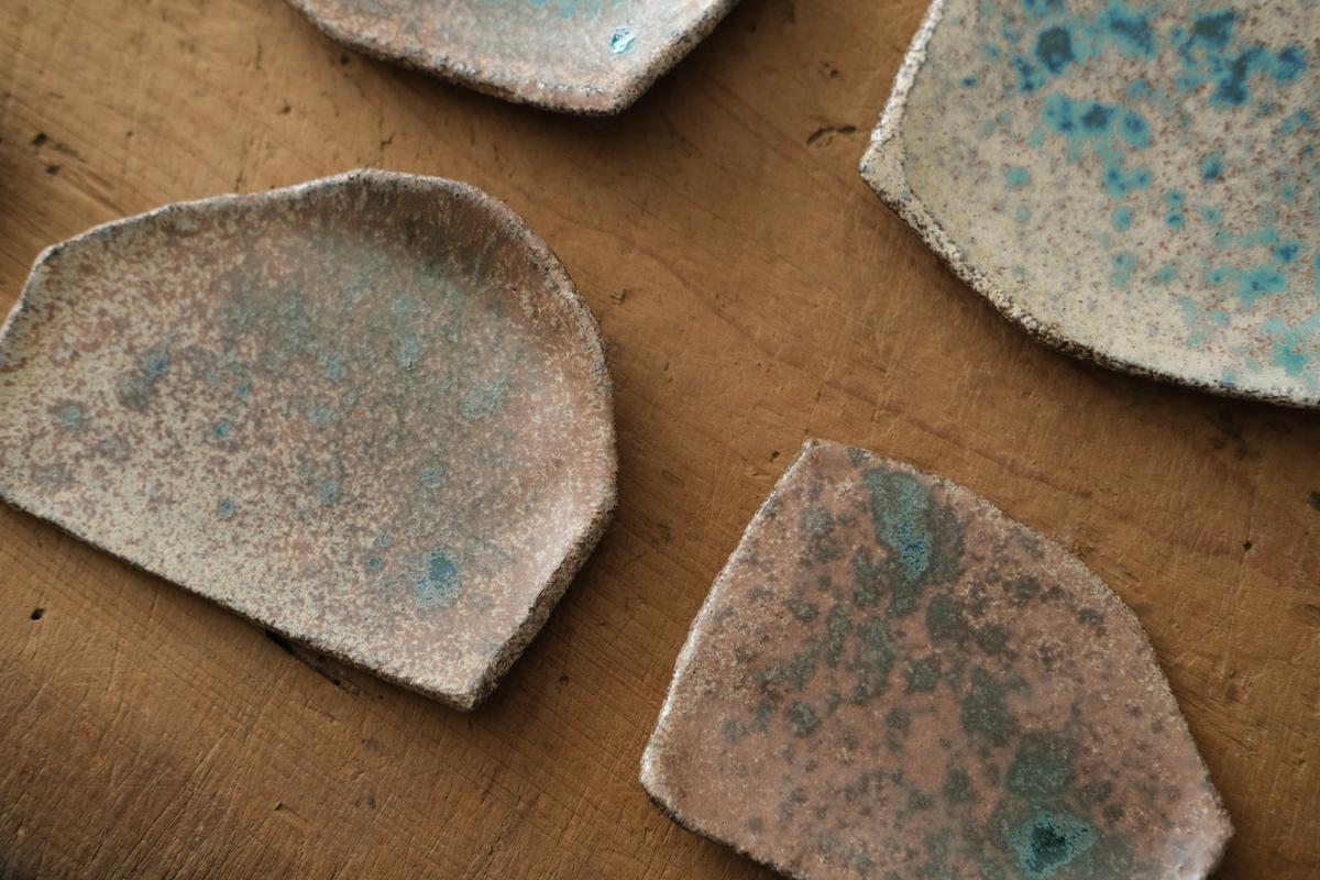 かけら皿 角 茶青