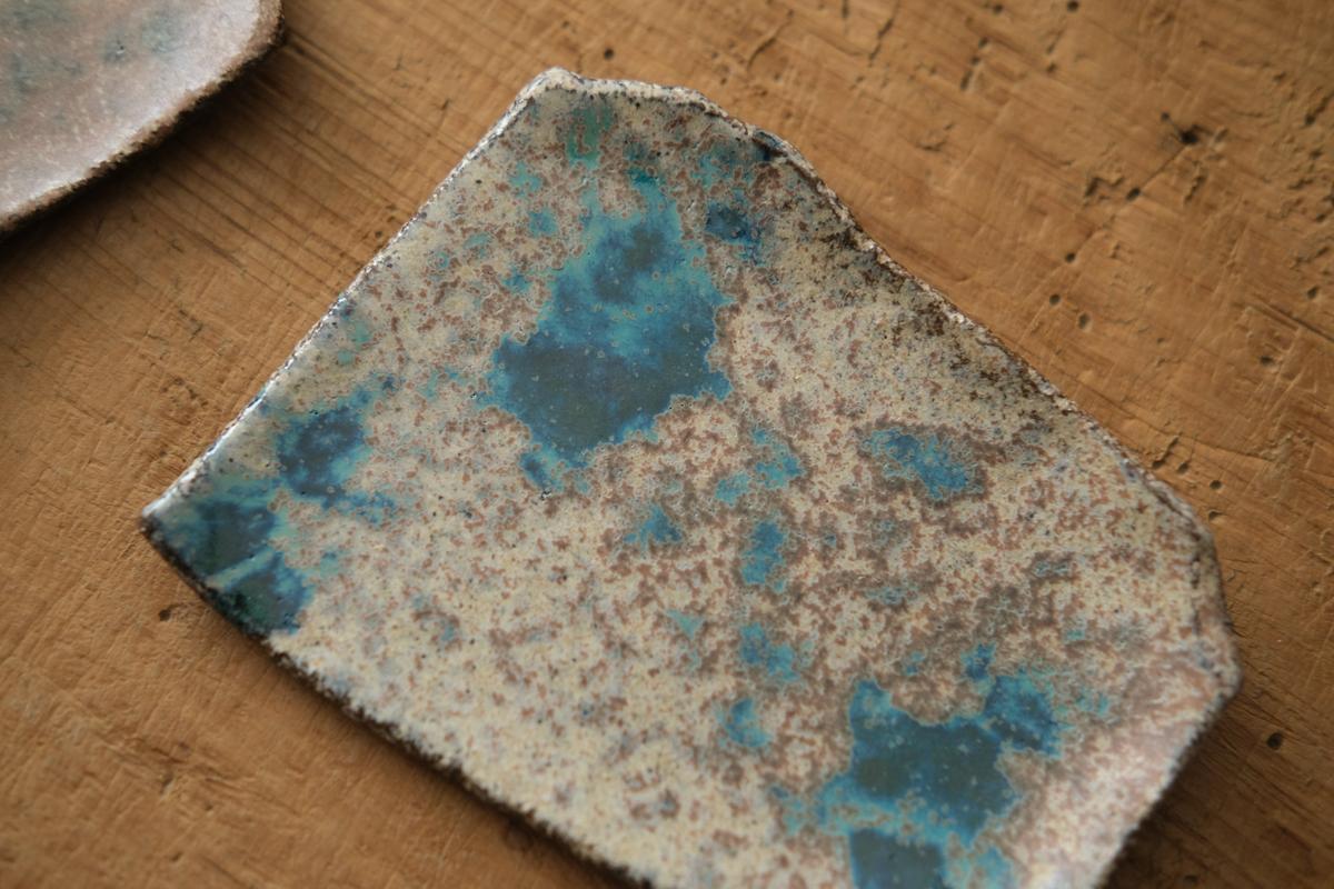 かけら皿 角 茶青