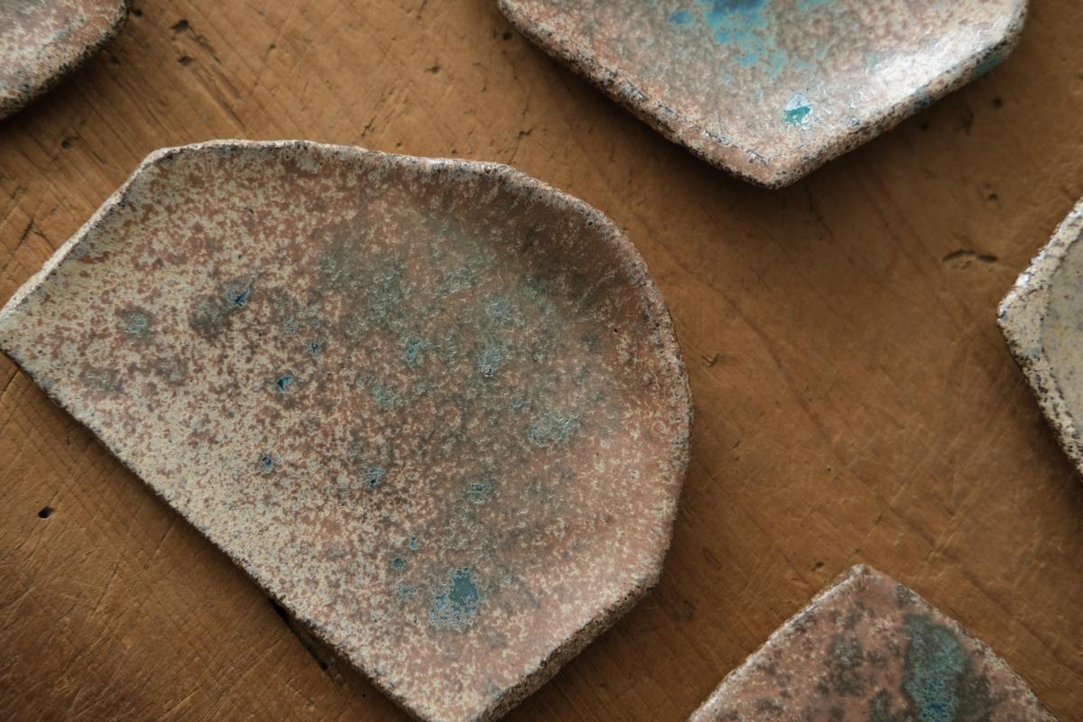 かけら皿 角 茶青