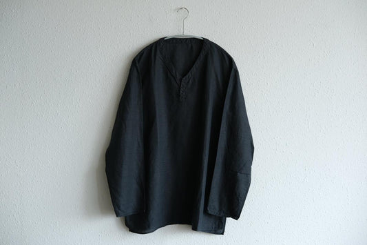 MITTAN / 大麻長袖プルオーバー 墨黒 SH-126 / unisex