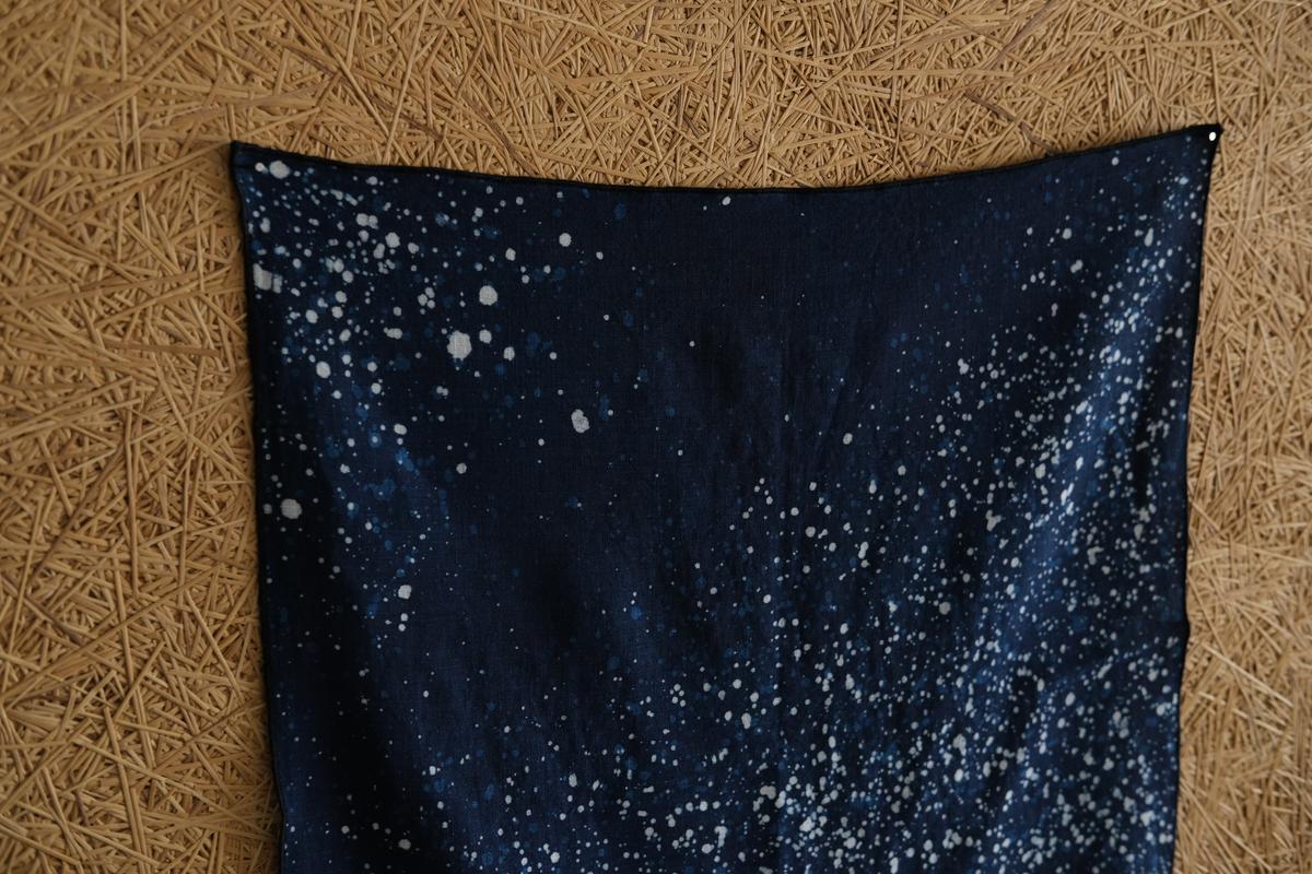 本藍染めリネンハンカチ 流星群