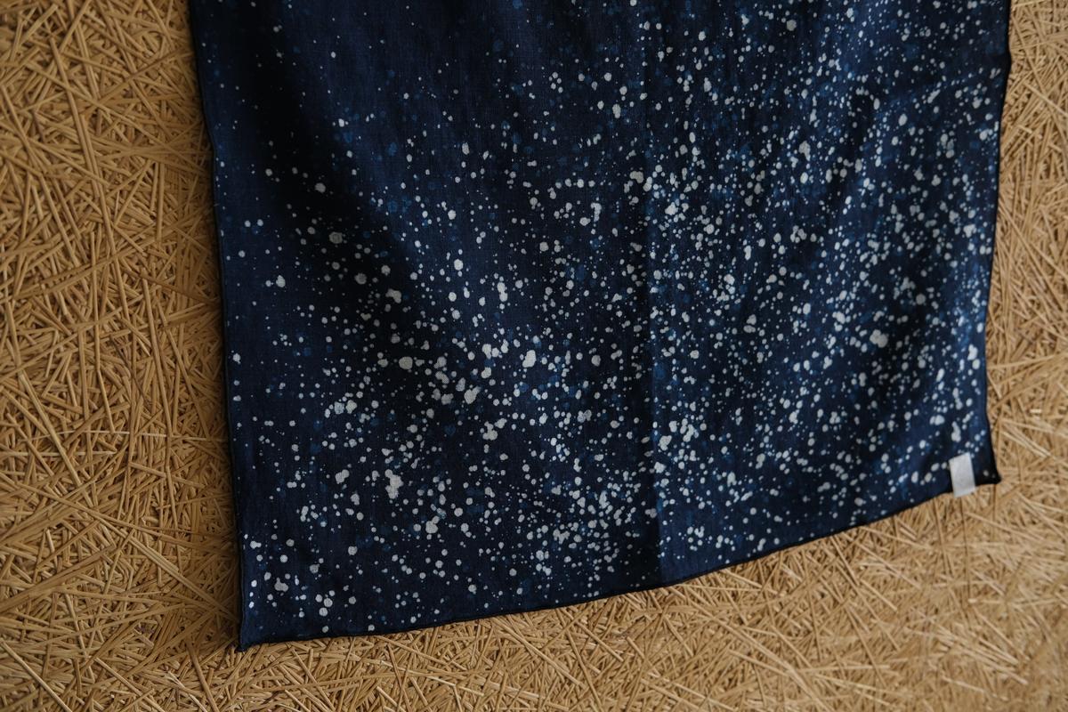 本藍染めリネンハンカチ 流星群