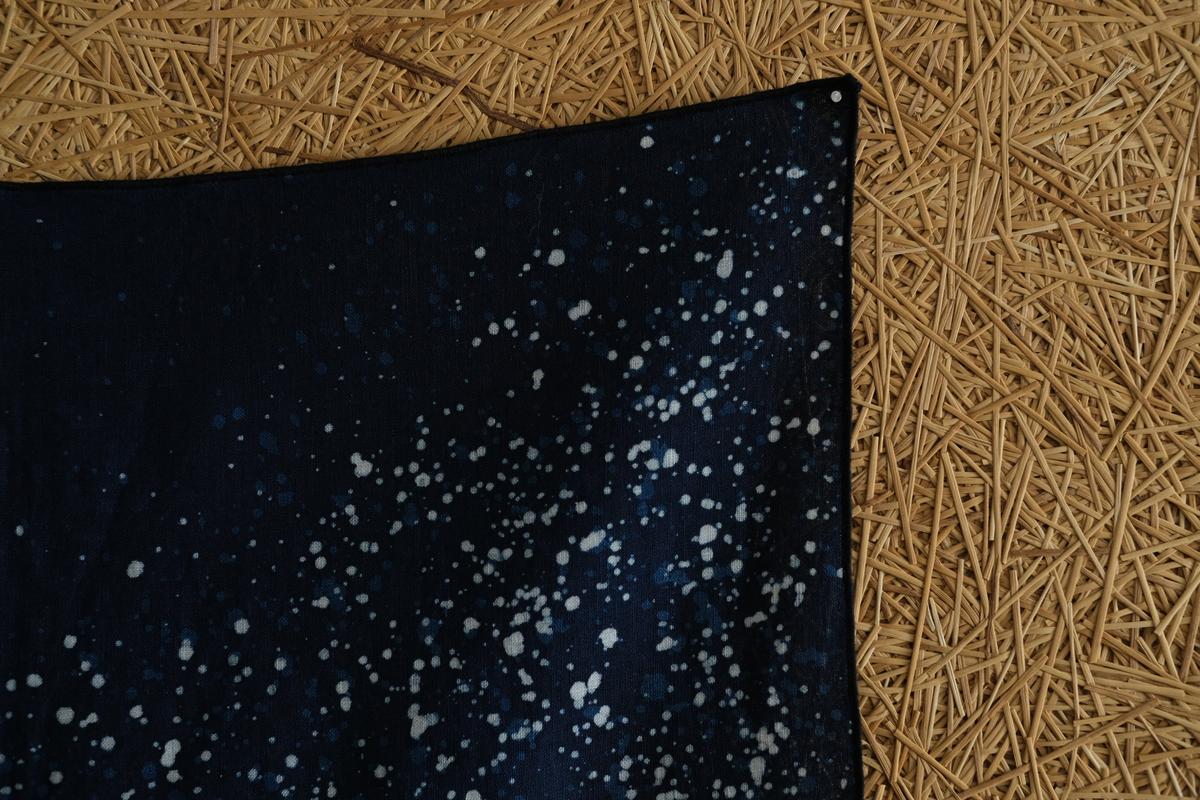 本藍染めリネンハンカチ 流星群