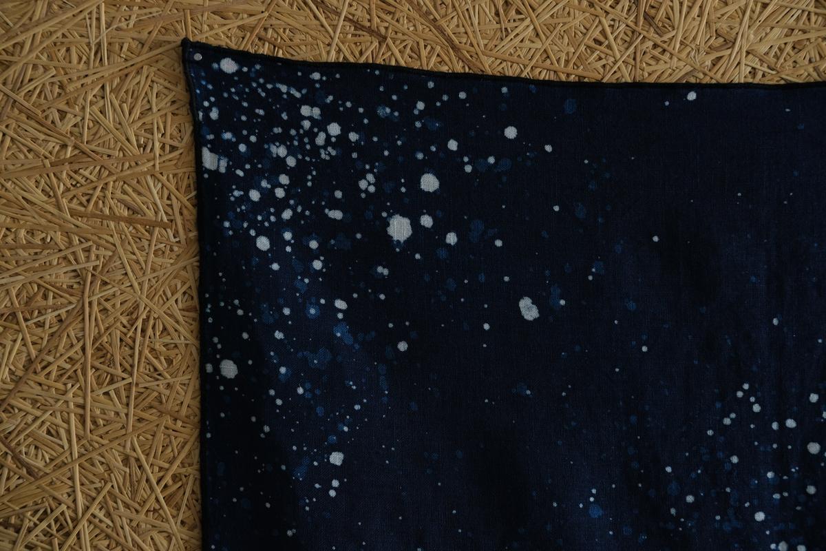 本藍染めリネンハンカチ 流星群
