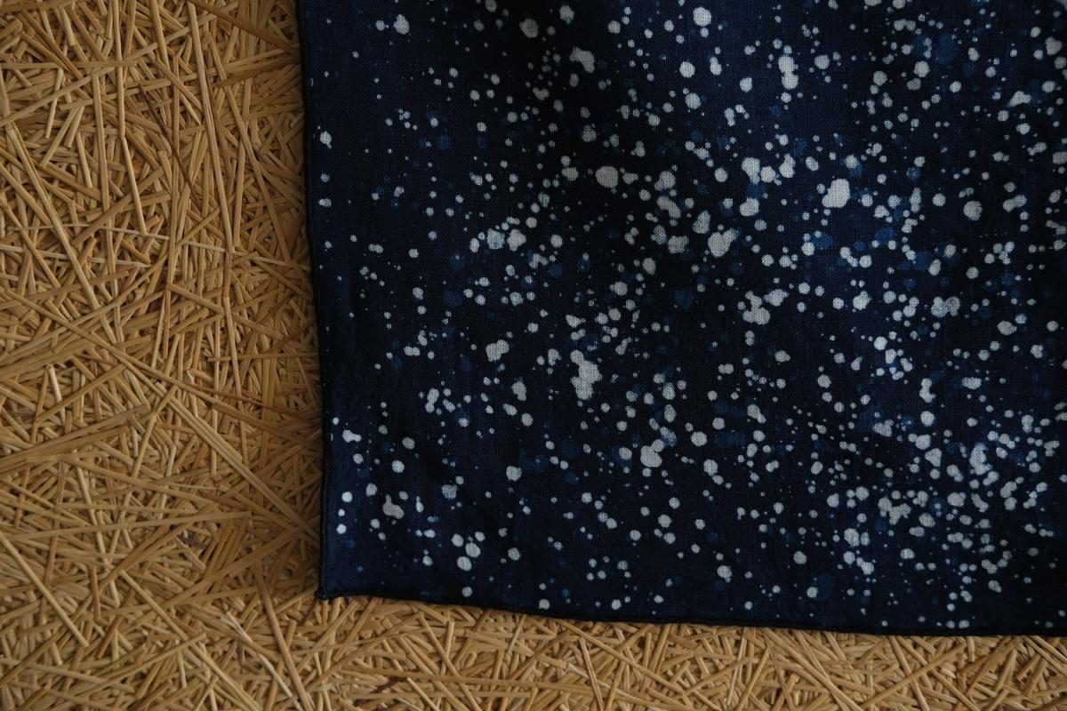 本藍染めリネンハンカチ 流星群