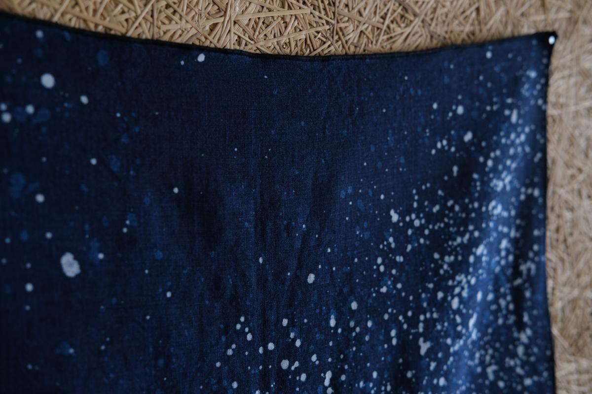 本藍染めリネンハンカチ 流星群