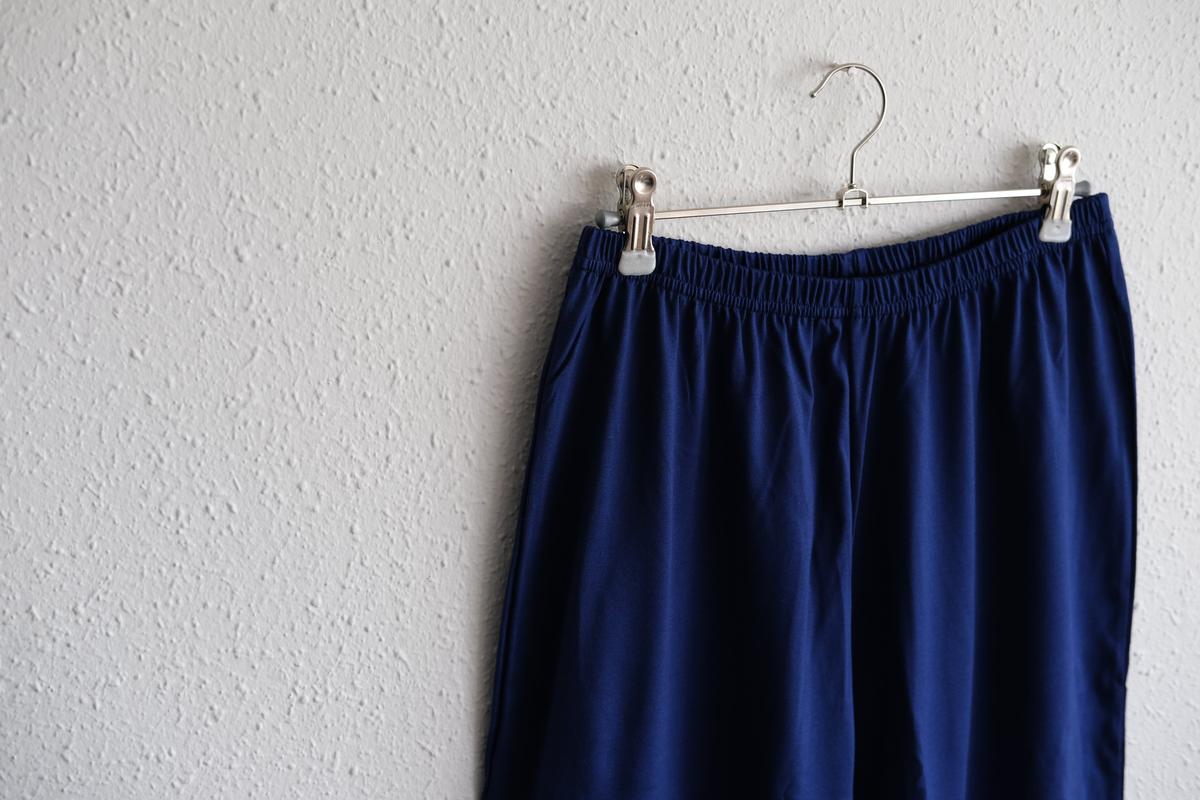 yohaku ドバイパンツ｜ツヤツヤ天竺素材 ブルー｜unisex freesize