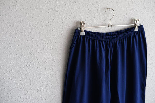 yohaku ドバイパンツ｜ツヤツヤ天竺素材 ブルー｜unisex freesize