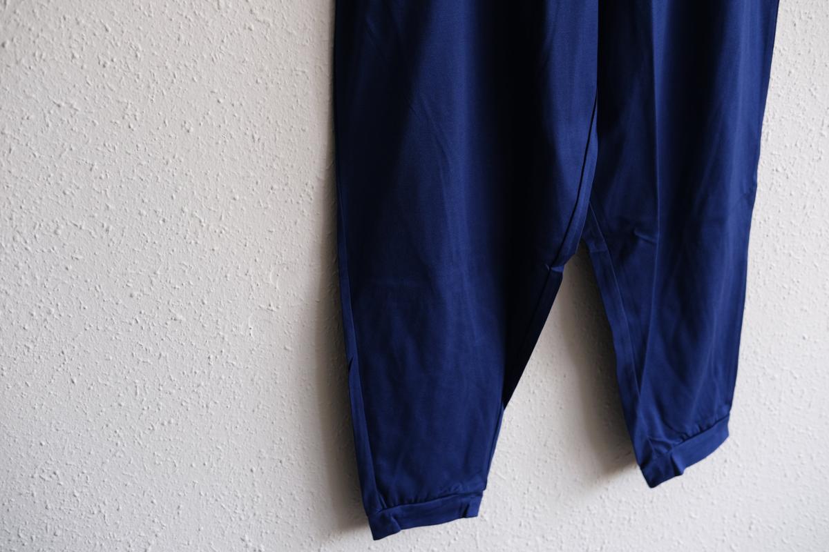 yohaku ドバイパンツ｜ツヤツヤ天竺素材 ブルー｜unisex freesize