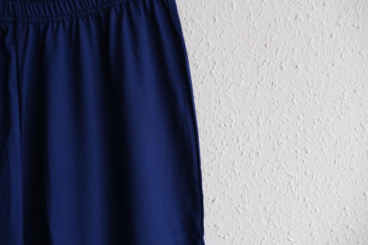 yohaku ドバイパンツ｜ツヤツヤ天竺素材 ブルー｜unisex freesize