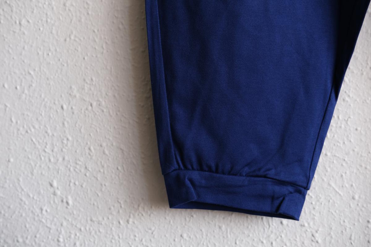 yohaku ドバイパンツ｜ツヤツヤ天竺素材 ブルー｜unisex freesize