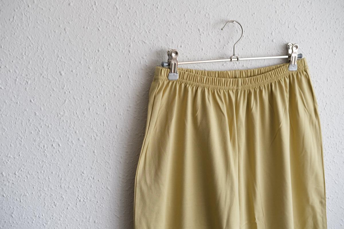 yohaku ドバイパンツ｜ツヤツヤ天竺素材 マスタード｜unisex freesize