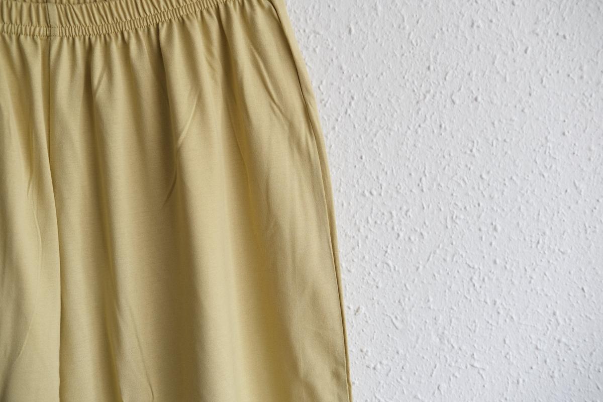 yohaku ドバイパンツ｜ツヤツヤ天竺素材 マスタード｜unisex freesize