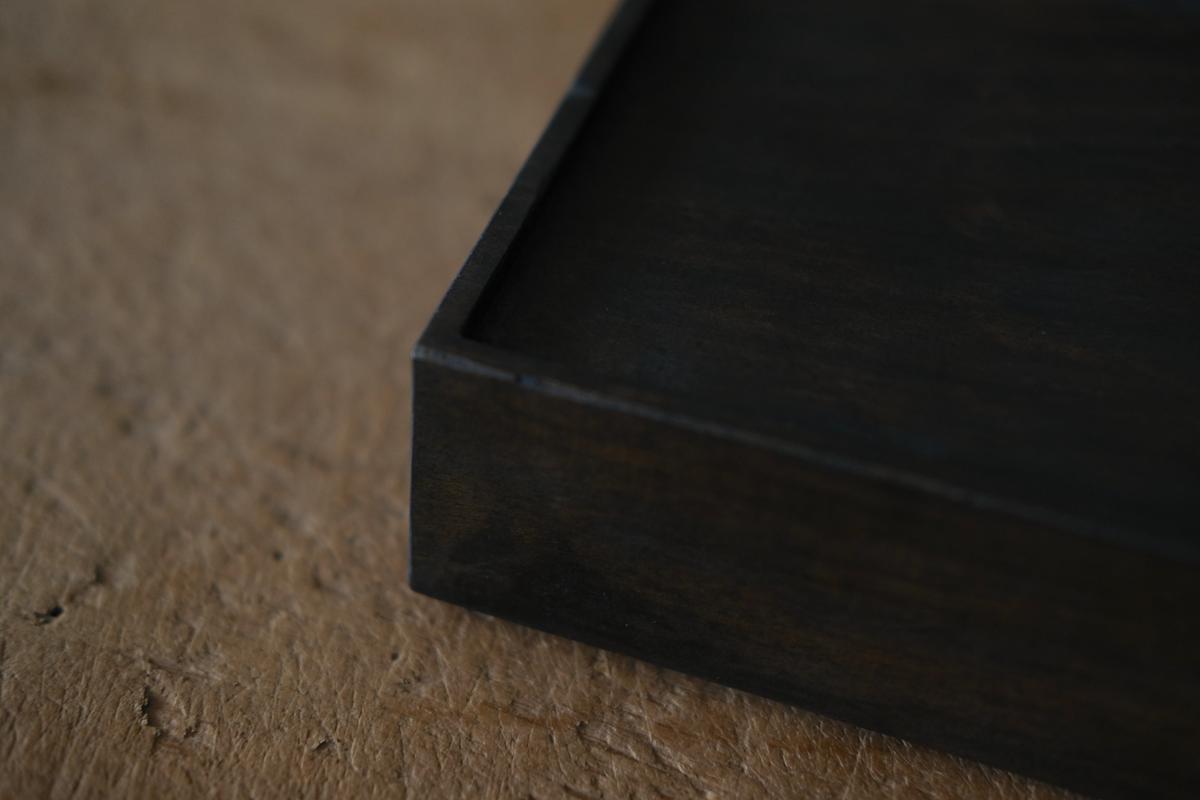 徒爾 角高茶盤 サクラ・黒漆